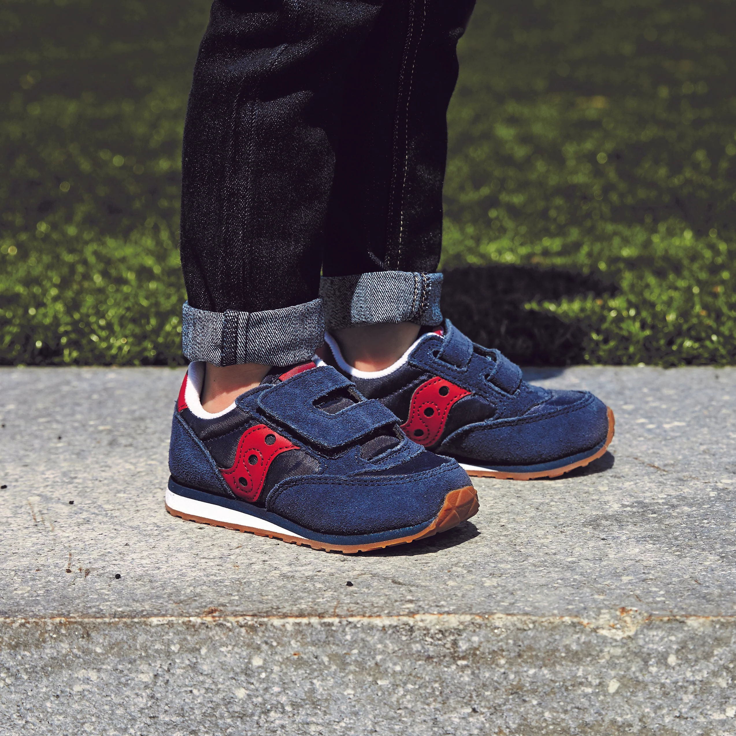 Jazz Hook & Loop Sneaker - Big Kid Navy/Red - Image 8